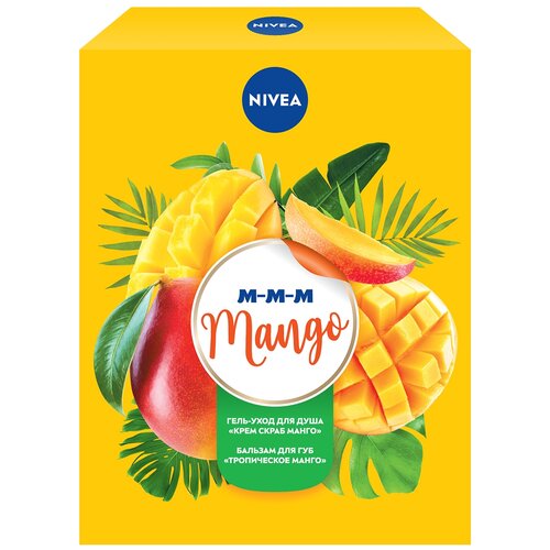 фото Подарочный набор nivea манго: гель-скраб для душа + бальзам для губ