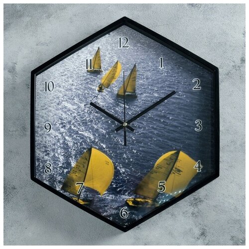 фото Часы настенные, серия: море, "королевская регата", шестиугольные, 34х39 см 4432472 . рубин
