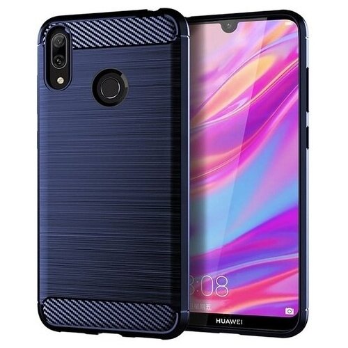 фото Чехол для huawei y7 2019 (y7 pro, y7 prime) цвет blue (синий), серия carbon от caseport