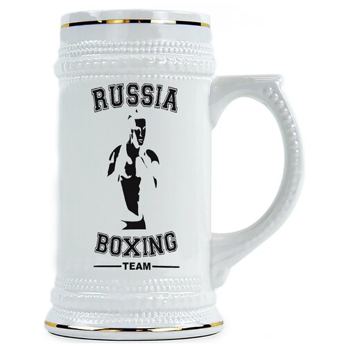 фото Пивная кружка в подарок боксеру с надписью russia boxing drabs