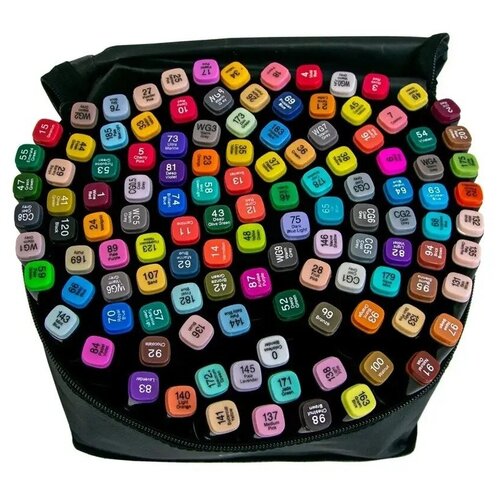 фото Маркеры (фломастеры) для скетчинга 120 штук (цветов) urm (набор профессиональных двухсторонних скетч маркеров в чехле)