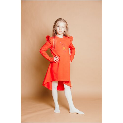 фото 100-р1 платье для девочки с крылышками, коллекция "девочки такие девочки", цвет неоново-красный, размер 104 dael kids