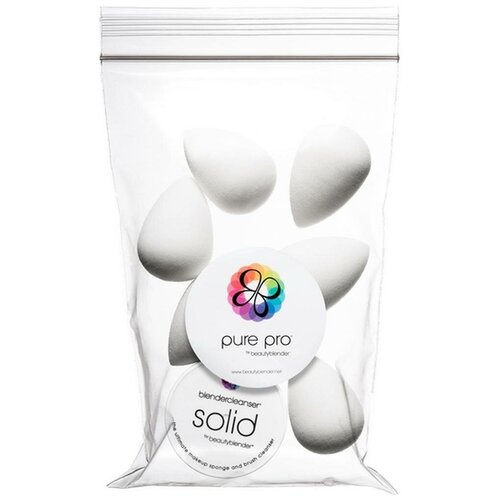 фото Набор спонжей beautyblender 6 спонжей pure и мыло для очистки solid blendercleanser, 30 г.