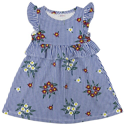 фото Платье для девочки цвет синий/белый размер 122-128 ткань кулирка - 100% хлопок юлала
