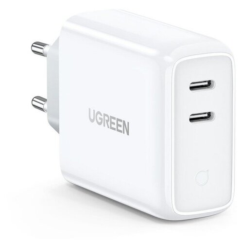 фото Сетевое зарядное устройство ugreen usb c х 2 36w pd, цвет белый (70264)