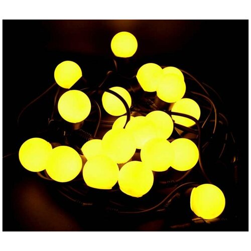 фото Гибкая уличная шарики 20 ламп цвет желтый провод чёрный hobbi land