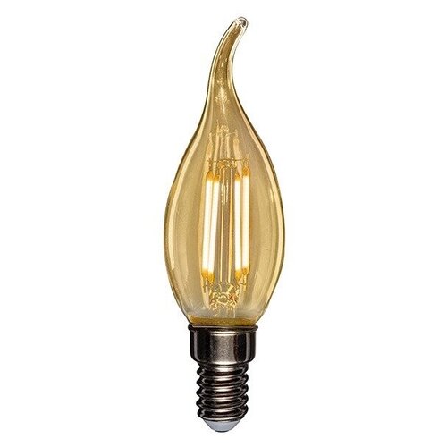 фото Лампа филаментная rexant 604-117 свеча на ветру cn37 9.5 вт 950 лм 2400k e14 золотистая колба, 10шт