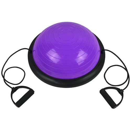 фото Полусфера гимнастическая bosu cliff 45*20см, фиолетовая, с эспандерами, с насосом/ балансировочная платформа/ степ платформа/мяч босу