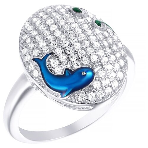 фото Jv серебряное кольцо с кубическим цирконием, эмалью ml01246a_ko_enam_001_wg, размер 17