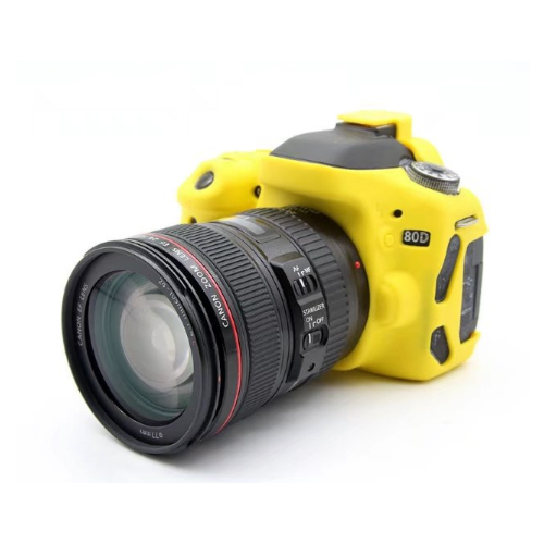 фото Защитный силиконовый чехол mypads для фотоаппарата canon eos 80d ультра-тонкая полимерная из мягкого качественного силикона желтый