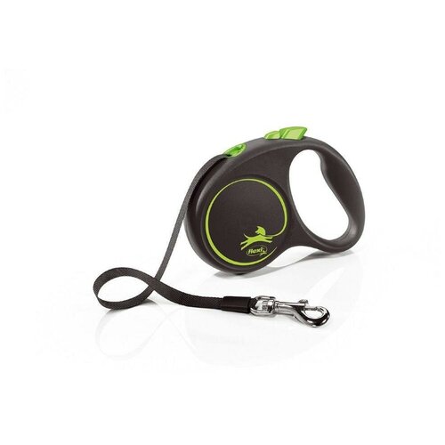 фото Flexi black design s tape - поводок- рулетка для собак 5м до 15 кг, ремень pp44682 розовая
