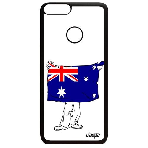 фото Дизайнерский чехол на телефон // huawei p smart 2018 // "флаг австралии с руками" туризм дизайн, utaupia, белый