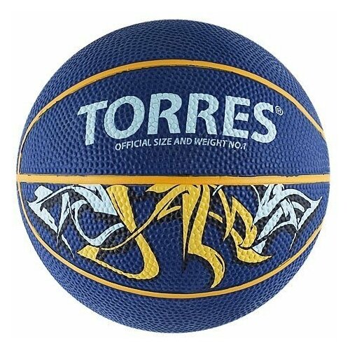 фото Мяч баскетбольный сувенирный torres jam арт.b00041, р.1, диам.12 см, резина, ней. корд, бут. кам,син-желт-голуб