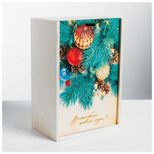 фото Ящик подарочный деревянный "волшебного нового года", 20 x 30 x 12 см дарите счастье