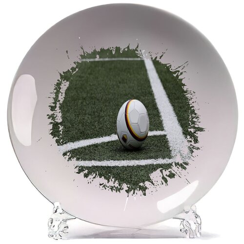 фото Тарелка футбол футбольный мяч газон угловой coolpodarok