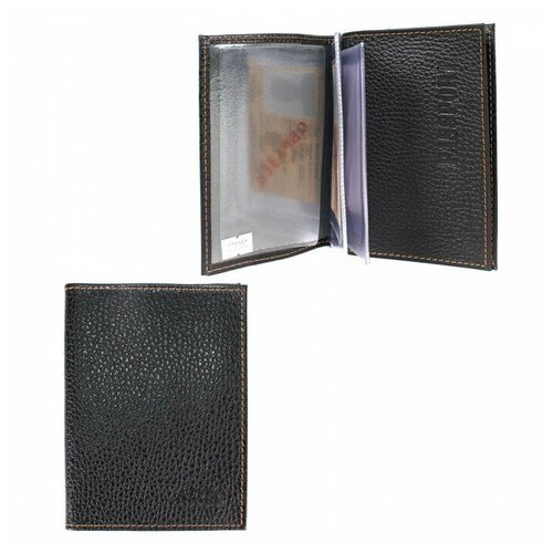 фото Обложка для авто+паспорт premier-о-77 (4 внут карм) натуральная кожа черный флотер джинс (10) 200029