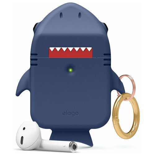 фото Чехол elago для airpods gen 1 & 2 shark silicone hang case blue