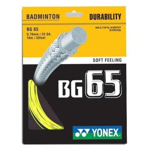 фото Струна для бадминтона yonex 10m bg-65 prepacked, yellow