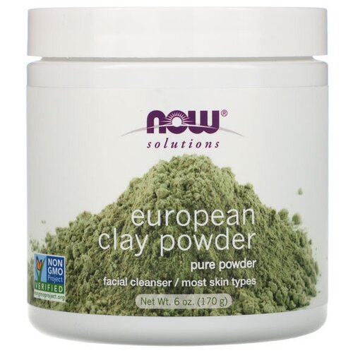 фото Now european clay powder 170 гр. - натуральное средство для очищения кожи лица, порошок европейской глины
