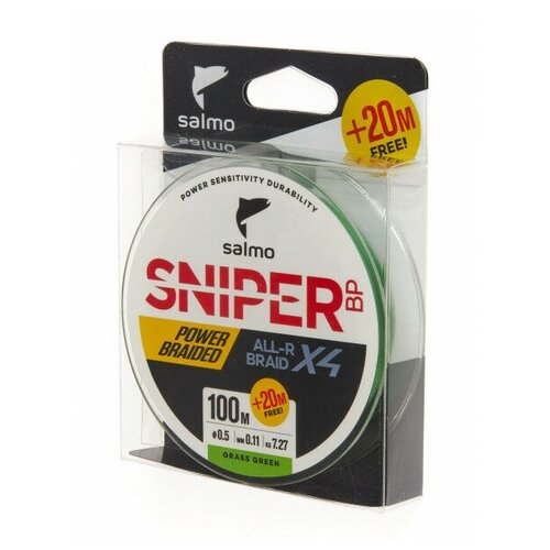 фото Леска плетеная salmo sniper bp all r braid х4 grass green (4931-011 (120 м 0,11мм) )