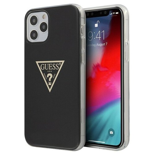 фото Guess чехол guess metallic effect triangle logo hard для iphone 12 pro max, черный