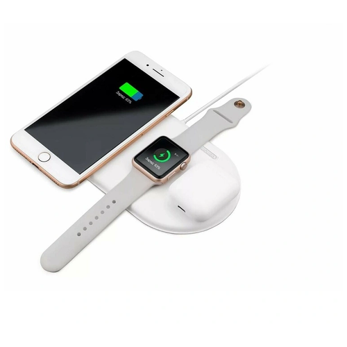 фото Беспроводное зарядное устройство airpower wireless charger 3 в 1 с технологией qi для iphone, apple watch, airpods ( белый )