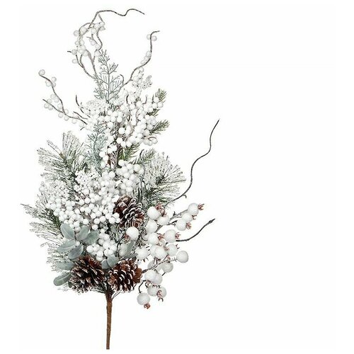 фото Декоративная ветка снежное очарование, хвоя - леска, 73 см, edelman