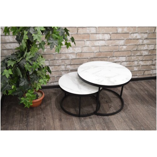 фото Evita стол журнальный эрвин белый мрамор,ноги черные/стол стеклянный/дизайнерский/комплект столов/стол для гостиной/стол трансформер