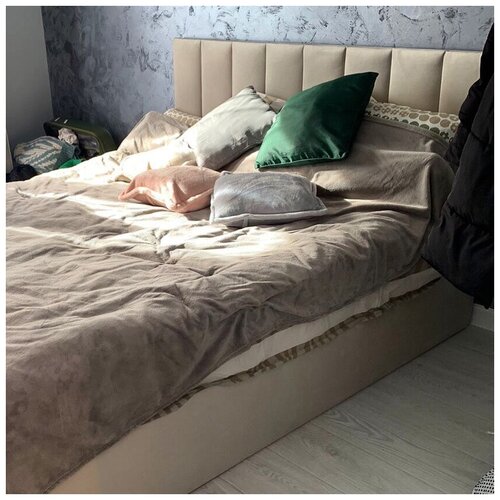 фото Кровать inroom кровать с подъемным механизмом инрум лайн, бежевый велюр, 90х200
