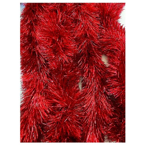 фото Набор пушистой мишуры 4 ленты цвет красный. гирлянда -дождь красный для украшения помещения, елки, новогоднего костюма toygalaxy