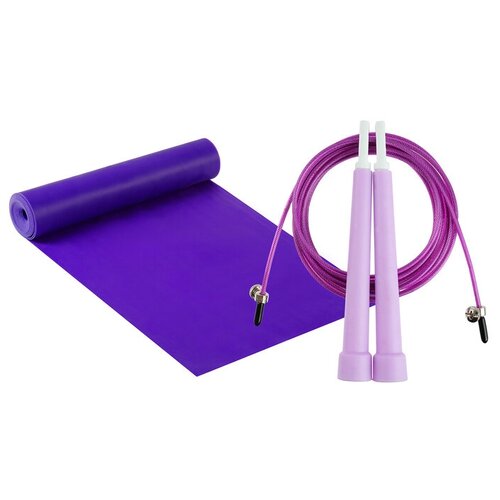 фото Набор для фитнеса (эспандер ленточный+скакалка скоростная), цвет фиолетовый 2579477 onlitop
