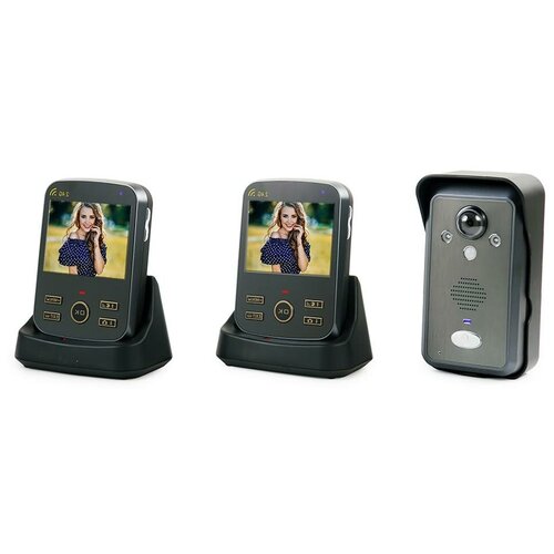фото Домофон переносной фото-302 (1плюс2) - видеодомофон для частного дома, домофон электромеханический замок, домофон цветной в подарочной упаковке kivos
