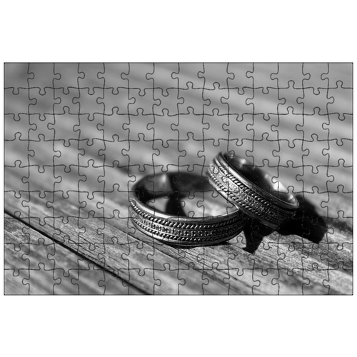 фото Магнитный пазл 27x18см."black and white, обручальные кольца, брак" на холодильник lotsprints