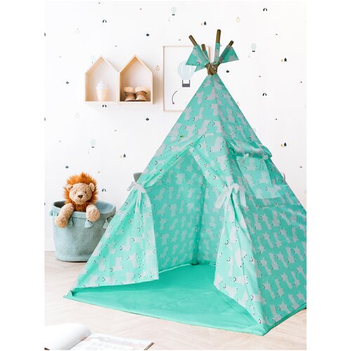 фото Вигвам детский "ламы" с ковриком / вигвам для детей / игровая палатка / детский домик доммой