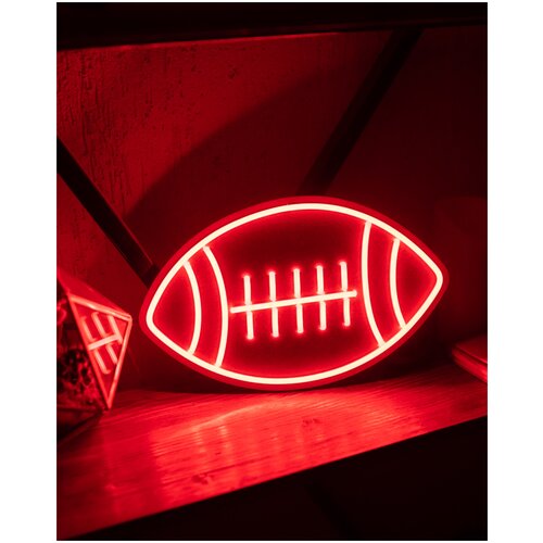 фото Неоновый светильник мяч для регби, 35х12 см lights-market.ru