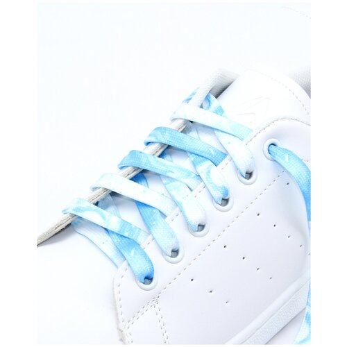 фото Шнурки для обуви, бело-голубые, длиной 120 см нет бренда