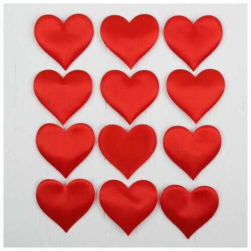 фото Сердечки декоративные, набор 12 шт., размер 1 шт: 6.5x5 см, цвет красный страна карнавалия