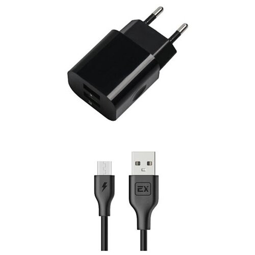 фото Зарядное устройство exployd classic 3.1a 2хusb + microusb black ex-z-464