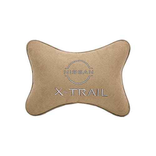 фото Подушка на подголовник алькантара beige с логотипом автомобиля nissan x- trail (new) vital technologies
