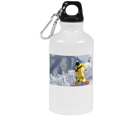 фото Бутылка с карабином coolpodarok сноуборд сноубордист желтый костюм