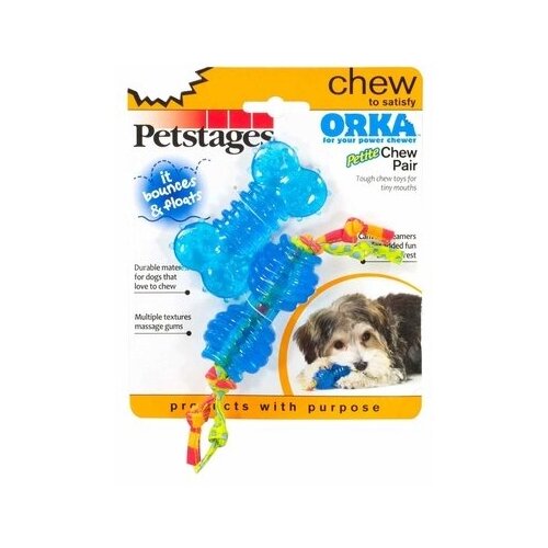 фото Petstages набор из двух игрушек для собак мелких пород орка косточка + гантеля 7 см, 0,077 кг (10 шт)