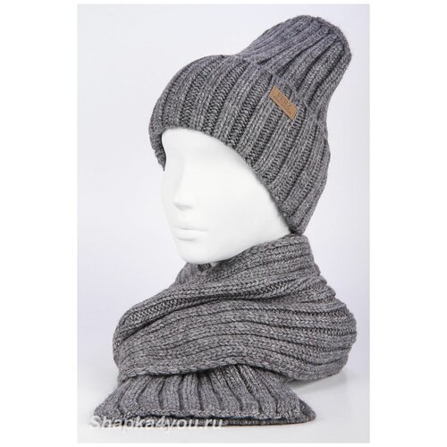 фото Комплект (шапка и шарф) ferz цвет серый размер универсальный