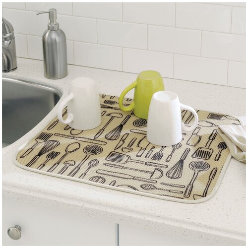 фото Коврик для сушки посуды idry kitchen микрофибра бежевый 45х40 см interdesign
