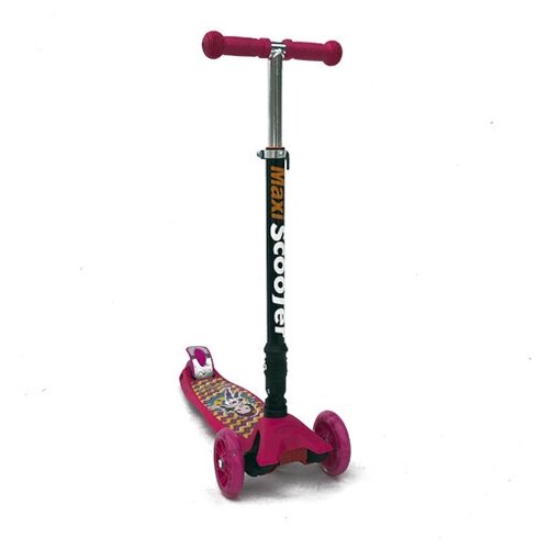 фото Самокат детский scooter maxi print tj-701pf черно-розовый, девочка, 120 мм