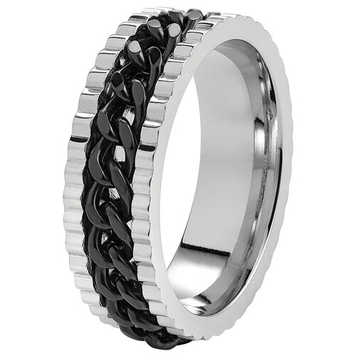 фото Кольцо zippo link chain ring, серебристо-чёрное, с цепочным орнаментом, сталь, диаметр 19,7 мм zippo mr-2007187