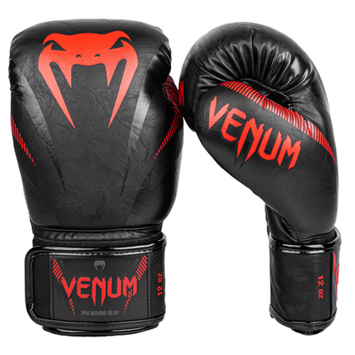 фото Боксерские перчатки venum impact black/red (16 унций)