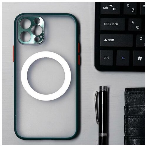 фото Чехол luazon для iphone 12 pro, поддержка magsafe, с окантовкой, пластиковый, зеленый