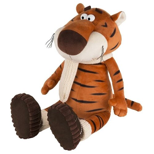 фото Мягкая игрушка maxitoys luxury, тигр костян в вязаном шарфе и уггах, 20 см