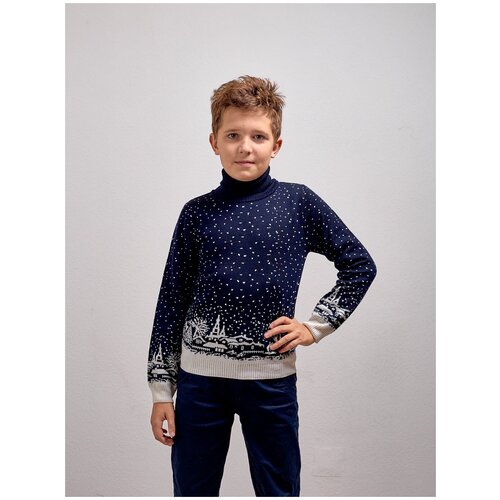 фото Детский свитер с домиками airwool, 100% шерсть, размер 92-98