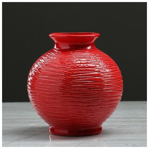 фото Ваза керамика настольная "шарик", красная, 13 см нет бренда
